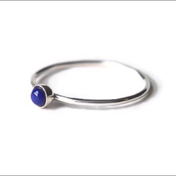 (2-13) 925 Sterling Silver 4mm lapis lazuli gemstone beaded band stacking ring - Picture 2 of 9
